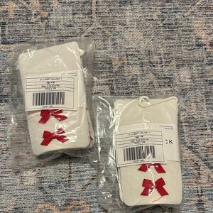 Janie and Jack White Stockings with Red Bow Accents NWT have Two 12-24 Months